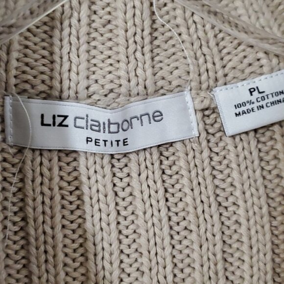 Liz Claiborne vintage off-white patterned cable knit vest sweater size petite L - Picture 5 of 5